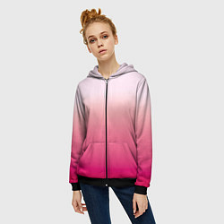Толстовка на молнии женская Оттенки розового градиент, цвет: 3D-черный — фото 2