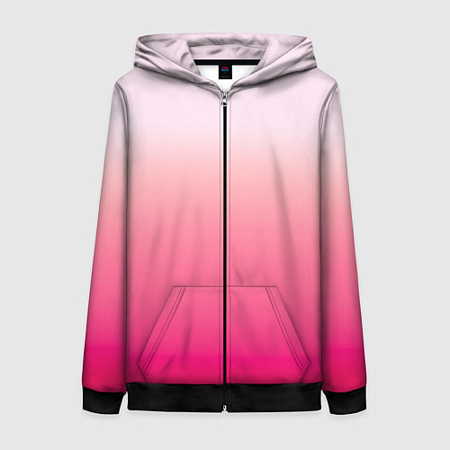 Женская толстовка на молнии Оттенки розового градиент / 3D-Черный – фото 1