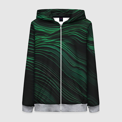 Женская толстовка на молнии Dark green texture / 3D-Меланж – фото 1