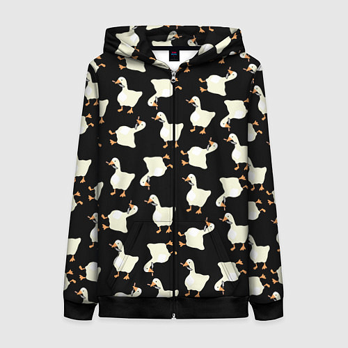Женская толстовка на молнии Паттерн с гусями / 3D-Черный – фото 1