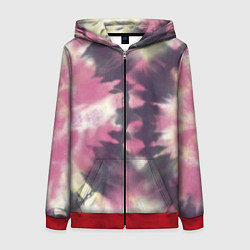 Толстовка на молнии женская Tie-Dye дизайн, цвет: 3D-красный