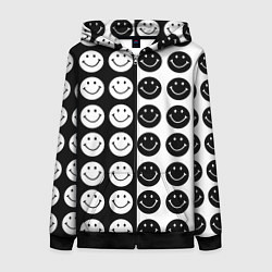 Толстовка на молнии женская Smiley black and white, цвет: 3D-черный