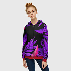 Толстовка на молнии женская Floral composition - neon, цвет: 3D-красный — фото 2