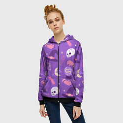 Толстовка на молнии женская Ведьмин узор, цвет: 3D-черный — фото 2