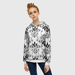 Толстовка на молнии женская Royal Lily - pattern, цвет: 3D-белый — фото 2