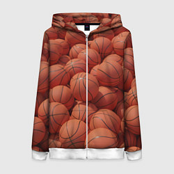 Толстовка на молнии женская Узор с баскетбольными мячами, цвет: 3D-белый