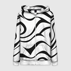 Толстовка на молнии женская Анималистическая абстракция зебры, цвет: 3D-белый