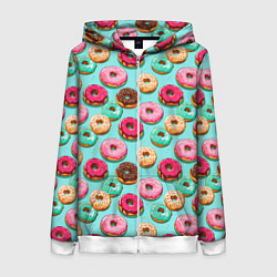 Женская толстовка на молнии Разноцветные пончики паттерн