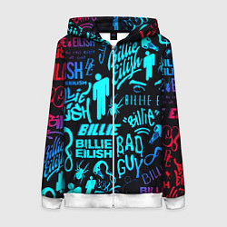 Женская толстовка на молнии Billie Eilish neon pattern