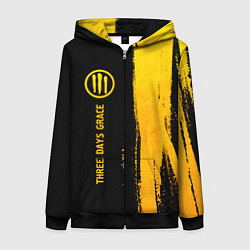 Толстовка на молнии женская Three Days Grace - gold gradient: по-вертикали, цвет: 3D-черный