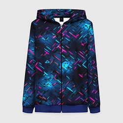 Толстовка на молнии женская Неоновая сталь cyberpunk, цвет: 3D-синий