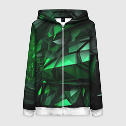 Толстовка на молнии женская Green abstract, цвет: 3D-белый