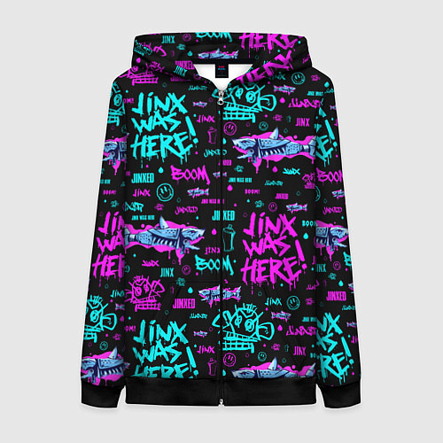 Женская толстовка на молнии Jinx Arcane pattern neon / 3D-Черный – фото 1