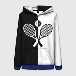 Толстовка на молнии женская Теннис - чёрно белое, цвет: 3D-синий