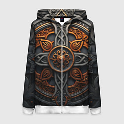 Толстовка на молнии женская Орнамент в викингском стиле, цвет: 3D-белый