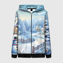 Толстовка на молнии женская Снежная тропинка, цвет: 3D-черный