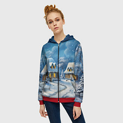 Толстовка на молнии женская Новогоднее настроение, цвет: 3D-красный — фото 2