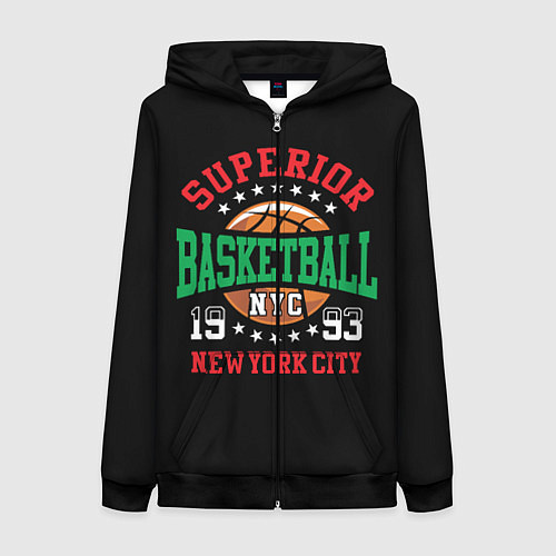 Женская толстовка на молнии Superior basketball / 3D-Черный – фото 1