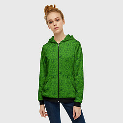 Толстовка на молнии женская Shrek: Pattern, цвет: 3D-черный — фото 2