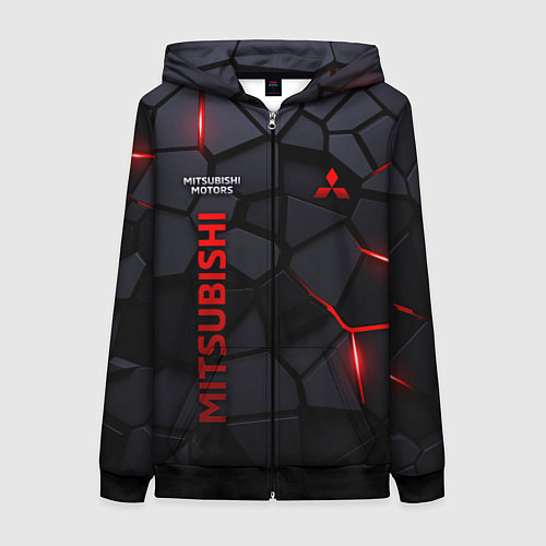 Женская толстовка на молнии Mitsubishi - плиты с эффектом свечения / 3D-Черный – фото 1