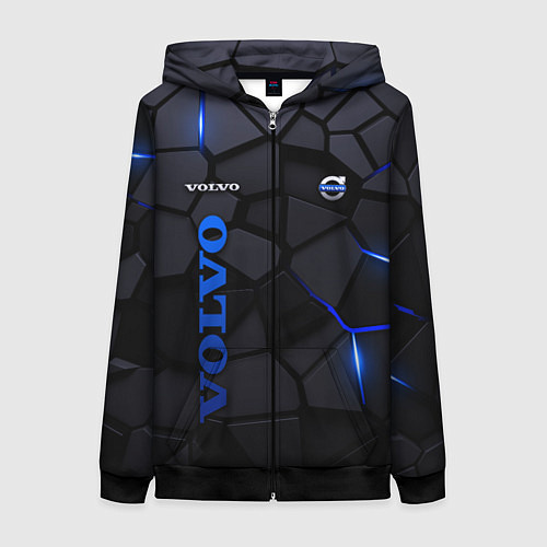 Женская толстовка на молнии Volvo - плиты с эффектом свечения / 3D-Черный – фото 1