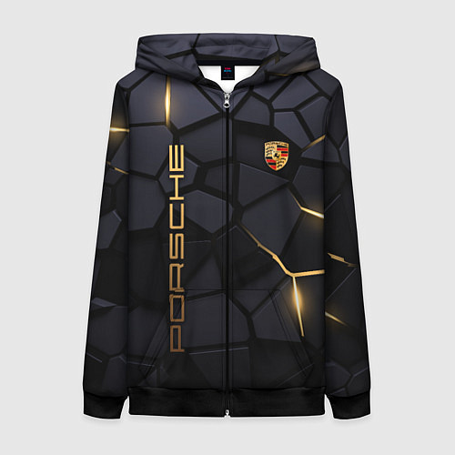 Женская толстовка на молнии Porsche - плиты с эффектом свечения / 3D-Черный – фото 1