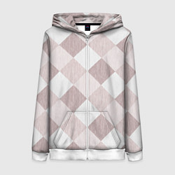 Женская толстовка на молнии Геометрический светло коричневый узор квадраты