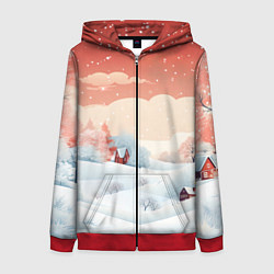 Женская толстовка на молнии Зимняя сказка на пороге