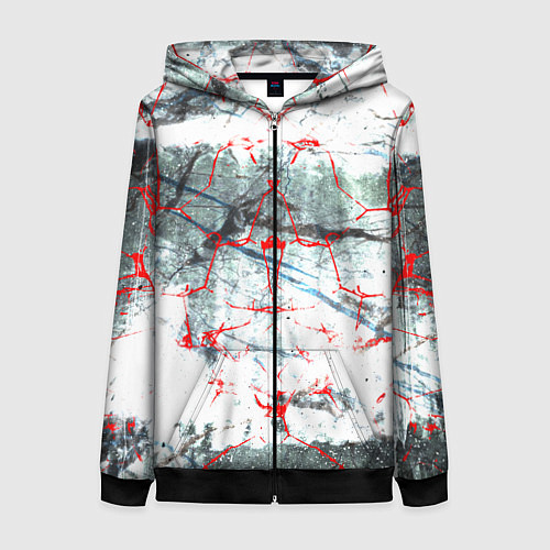 Женская толстовка на молнии Узоры на мраморе / 3D-Черный – фото 1