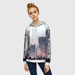 Толстовка на молнии женская Безмятежный город, цвет: 3D-белый — фото 2