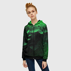 Толстовка на молнии женская Видение зеленого в абстракции, цвет: 3D-черный — фото 2