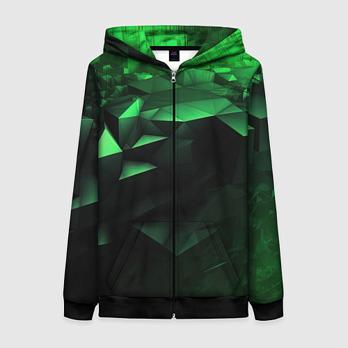 Женская толстовка на молнии Видение зеленого в абстракции / 3D-Черный – фото 1