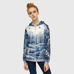 Толстовка на молнии женская Пушистые завитки, цвет: 3D-меланж — фото 2