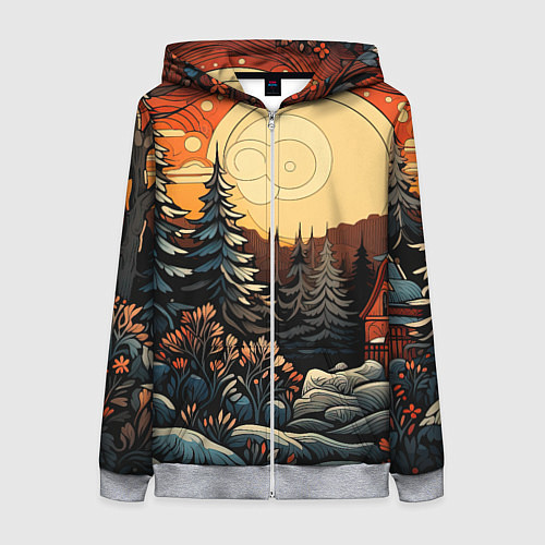 Женская толстовка на молнии Волшебная роспись / 3D-Меланж – фото 1