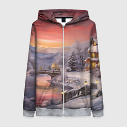 Женская толстовка на молнии Морозная сказка праздника