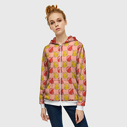 Толстовка на молнии женская Забавные леопарды, цвет: 3D-белый — фото 2