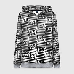 Женская толстовка на молнии Лабиринт с иероглифами