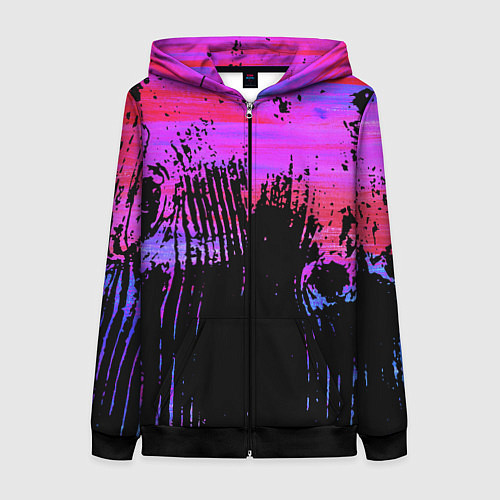 Женская толстовка на молнии Розово синий сочный гранж / 3D-Черный – фото 1