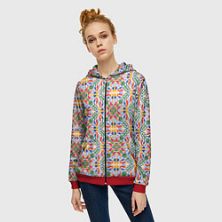 Толстовка на молнии женская Мелкий красочный узор, цвет: 3D-красный — фото 2