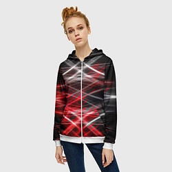 Толстовка на молнии женская Красный лазер линии, цвет: 3D-белый — фото 2