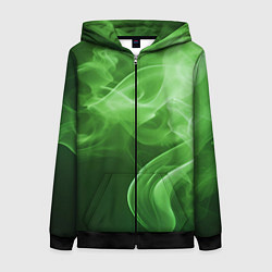 Толстовка на молнии женская Зеленый дым, цвет: 3D-черный