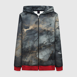 Женская толстовка на молнии Темно-серый мрамор