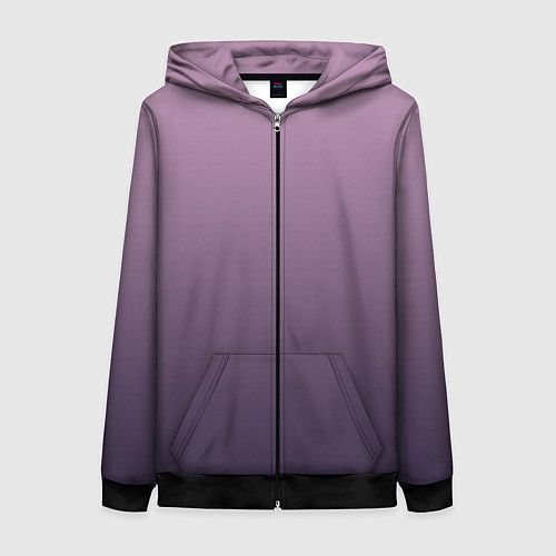 Женская толстовка на молнии Градиент приглушенный фиолетовый / 3D-Черный – фото 1