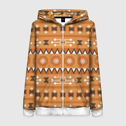 Толстовка на молнии женская Brown tribal geometric, цвет: 3D-белый