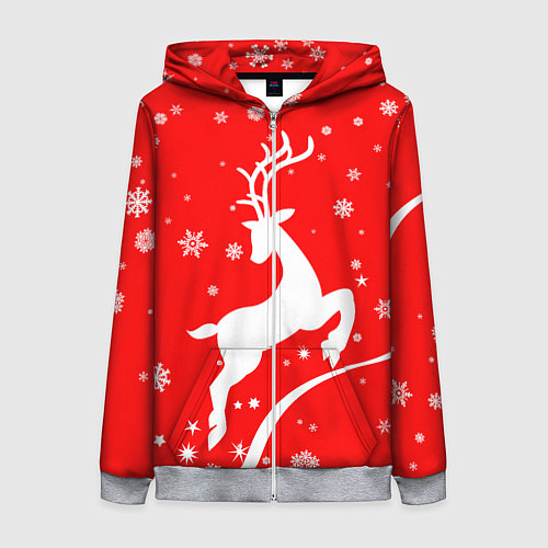Женская толстовка на молнии Christmas deer / 3D-Меланж – фото 1