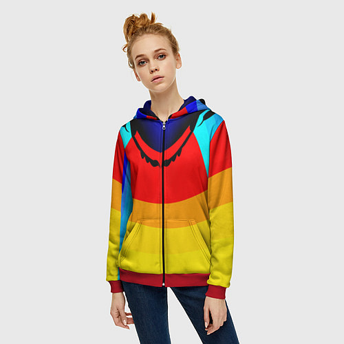 Женская толстовка на молнии Цветные фигуры / 3D-Красный – фото 3
