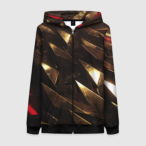 Женская толстовка на молнии Золотые камни абстракт / 3D-Черный – фото 1