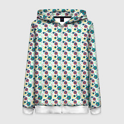 Толстовка на молнии женская Паттерн кружочки жёлто-красно-зелёный, цвет: 3D-белый