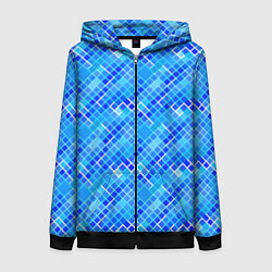 Толстовка на молнии женская Синяя сетка, цвет: 3D-черный