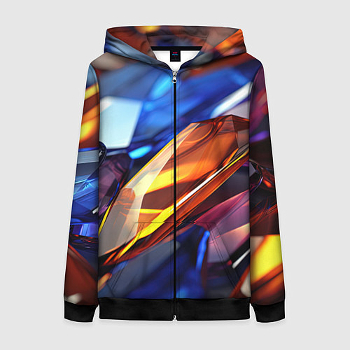 Женская толстовка на молнии Прозрачные блестящие камни / 3D-Черный – фото 1